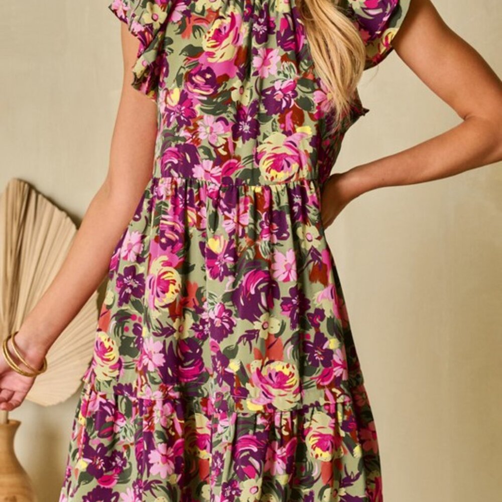 Hailey Flutter Sleeve Floral Dress